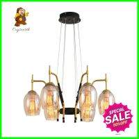 ไฟช่อ CST TYB06 แก้ว/โลหะ สีทอง/ชา/ดำ 6 หัวCHANDELIER CST TYB06 GLASS/METAL GOLD/LIGHT BROWN/BLACK 6-LIGHT **พลาดไม่ได้แล้วจ้ะแม่**