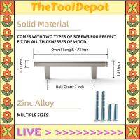 TheToolDepot ลูกบิดลิ้นชักทองเหลืองโบราณแท่งตรงดึงทองแดงโบราณด้ามจับตู้แข็งสำหรับล็อคฮาร์ดแวร์ประตูตู้ห้องครัวและหูตู้เสื้อผ้าลิ้นชัก