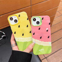 ลายตัวการ์ตูนน่ารักแตงโมสีแดงและเหลืองสำหรับ IPhone 14 13 12 11 Pro Max ที่เป็นคู่เคสโทรศัพท์ความคิดสร้างสรรค์