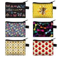 ۩﹉№ Dragonfly Butterfly Ladybug Honey bee Print Coin Purse Women Insects Wallets Key Credit Card Holder Money Bag Mini Coin Bag Gift