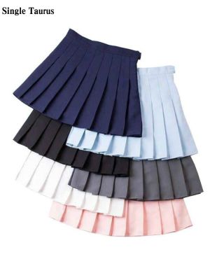 【CC】☊  Preppy Pleated Skirt Streetwear A Tennis Waist Korean Pink Jupe Clothing