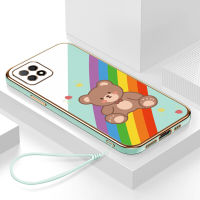 เคส oppo a72 5g กรอบสีทองชุบด้วยไฟฟ้า รวมทุกอย่าง ฝาหลัง วัสดุ TPU ป้องกันการหล่น ป้องกันการชนกัน กันน้ำ สายรัดข้อมือการ์ตูนน่ารัก เคสโทรศัพท์มือถือ