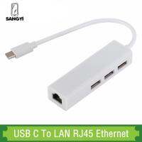 SANGYI USB 4 In 1ฮับ2.0 TYPE-C เพื่อ RJ45การ์ดเครือข่ายแลน4พอร์ต Type C เพื่อ RJ45น้ำหนักเบามีสายสำหรับแล็ปท็อป/เมาส์/U ดิสก์