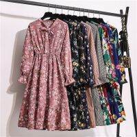 11 Style Summer Women Midi Dress Red Pink Black Green Navy Blue Long Sleeve Floral Casual High Waist A-Line Dresses