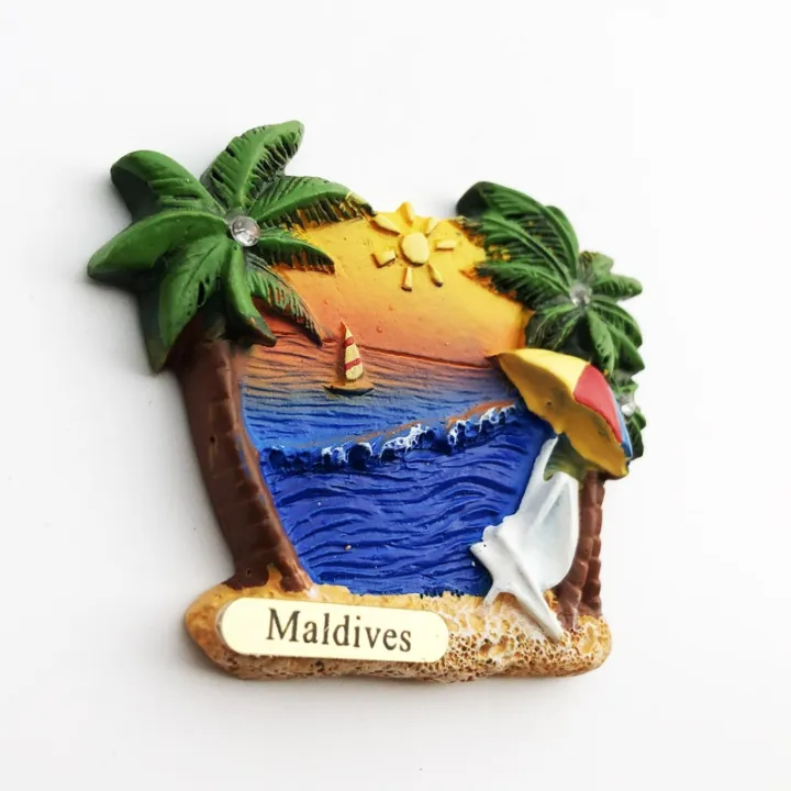 maldives-creative-resin-magnet-fridge-sticker-sea-view-turtle-beach-travel-memorial-decoration-craft-gift