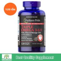 Puritans Pride Maximum Strength Triple Omega 3-6-9 Fish, Flax &amp; Borage Oils 120 Softgels