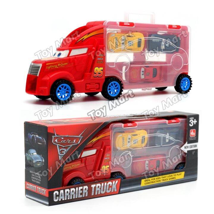 MACK CARRIER TRUCK MECHANICAL HAULER 3 CARS INCLUDED LIGHTNING MCQUEEN ...