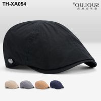 Hat mens summer beret retro peaked cap Korean style trendy youth forward hat female black British painter hat