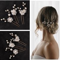 【cw】 3pcs WhiteU Shaped HairpinElegant Hair Pins Hair Jewelry AccessoriesWomen WeddingOrnaments Hairpins ML 【hot】