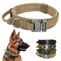 Military Tactical Dog Collar Padded Metal Buckle Adjustable Pet Dog Leash Control Handle Large Big Dog Training Army MOLLE K9