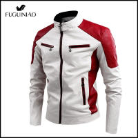 Fuguiniao Mens หนังฤดูใบไม้ร่วงฤดูหนาว Men Faux เสื้อ BIKER รถจักรยานยนต์ชายเสื้อคลาสสิกคุณภาพสูง