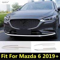 “{ 》} สำหรับ Mazda 6 2019-2021ฝากระโปรงหน้าตะแกรงตาข่ายกระจังหน้าตกแต่งกันชนแถบฝาครอบอุปกรณ์สแตนเลส