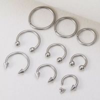 9pcs Hoop Earrings Smiley Nose Ring Septum Real Piercing Bar Set Ear Cartilage Tragus Helix Lip BCR Circular Barbell Jewelry 16G Electrical Connectors