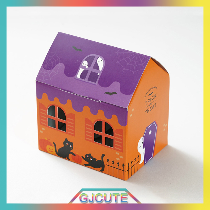 gjcute-กล่องขนมฮาโลวีน10ชิ้นกล่องคุกกี้ของขวัญงานเลี้ยงเล็กๆน้อยๆของตกแต่งงานปาร์ตี้ฮัลโลวีน