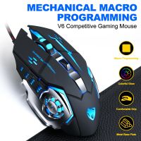 ZZOOI V6 Wired Gaming Mouse Professiona Mechanical Macro Programming Mouse 6400DPI Silent Button Mice with RGB Backlight for PC Laptop