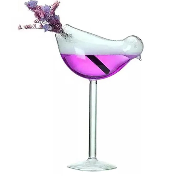 Cocktail Glass Bird Glasses Drinking Bird Shaped Cocktail Wine Glass Unique Champagne Coupe Glass Bird Shape Martini Goblet Cups Glassware for KTV