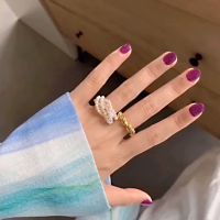 Freshwater Pearl Rings for Women Multi Layer Luxury Ring Fashion Geometry Natural Freshwater Pearl Jewelry Wholesale