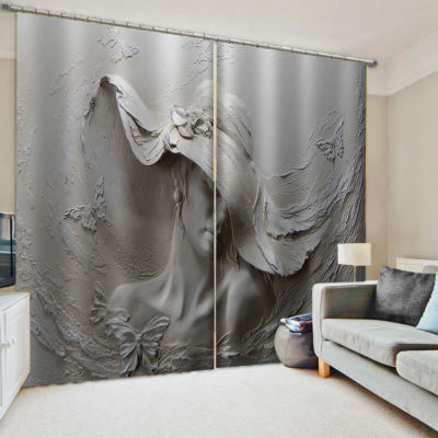 Relief beauty 3D Curtain Printed Three-dimensional Relief Head 3D Bathroom Shower Curtain 3D Curtain Blackout custom curtains