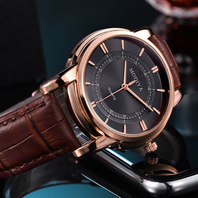 นาฬิกาสำหรับผู้ชายเข็มขัดวงกลมศูนย์กลางนาฬิกาของขวัญธุรกิจลำลองใหม่นาฬิกาสำหรับผู้ชาย