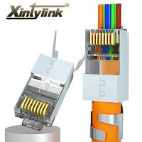 【CW】卍✣✕  xintylink new CAT8 CAT7 rj45 connector 50U CAT6A ethernet plug network SFTP FTP shielded lan jack pass through have hole