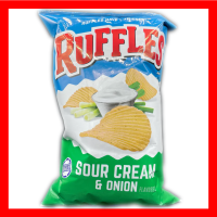 Ruffles Sour Cream &amp; Onion Flavor Potato Chips 184g มันฝรั่งทอดกรอบ ขนม มันฝรั่ง