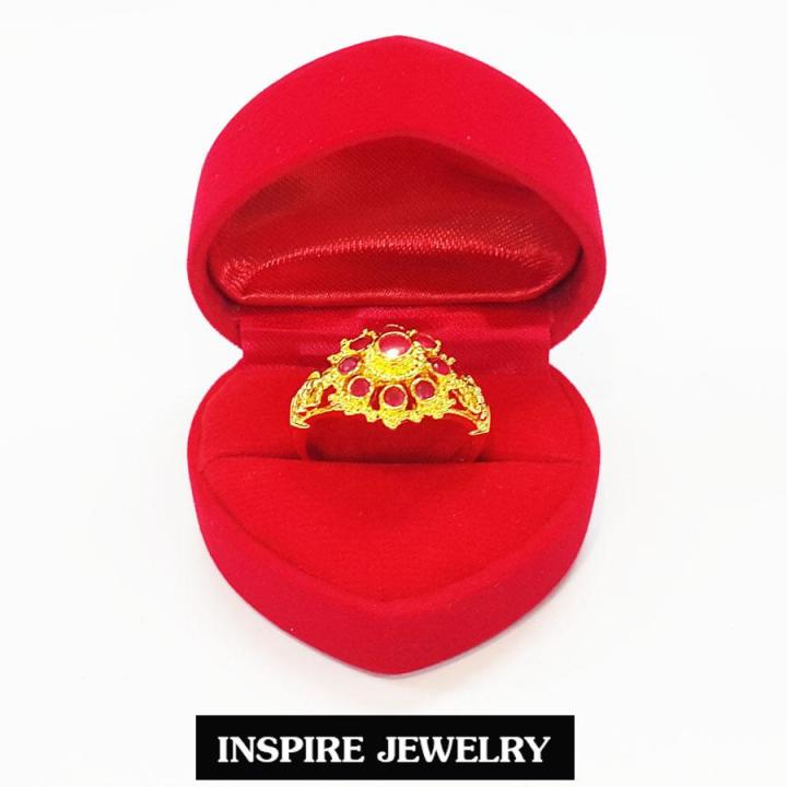 inspire-jewelry-แหวนพลอยทับทิมชาตั้ม-ยกยอด-งานจิวเวลลี่-แบบงานอนุรักษ์ไทย-ตัวเรือน-หุ้มทองแท้-24k-พร้อมกล่องกำมะหยี่-ลายตามที่โชว์-ลายโบราณ-สวยงามมาก-ปราณีต-ใส่กับเสื้อผ้าไทย-ชุดไทย-ผ้าสไบ-หรือใส่ประด