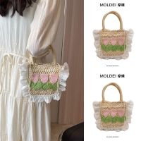 Summer summer dopamine cute vegetable basket grass woven bag female 2023 new seaside vacation beach handbag 【QYUE】