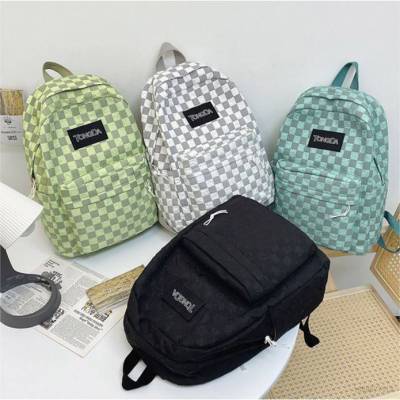Lattice Ulzzang Backpack for Women Men Student Large Capacity Breathable Fashion Personality Multipurpose Bags