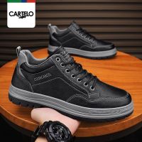 ☒ Cartelo crocodile mens shoes autumn new waterproof non-slip leather panel shoes mens casual leather shoes black labor insurance shoes