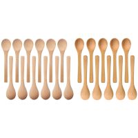 60 Pieces Mini Wooden Spoon Small Soup Spoons Serving Spoons Condiments Spoons Wood Brown &amp; Wood Color