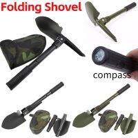 Multifunctional Foldable Truck Mounted Engineer Shovel Military Tactical Shovel Outdoor Survival Tool Compass Storage Bag Garden