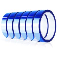 6 Rolls 20mm X33M Blue Heat Tape High Temperature Heat Resistant Tape Heat Transfer Tape for Heat Sublimation Press