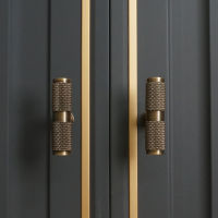 R Solid Bronze ทองเหลือง Knurled Handle ดึงตู้ตู้เสื้อผ้า Dresser กล่องลิ้นชักตู้ Knobs และ Handles เฟอร์นิเจอร์ Hardware