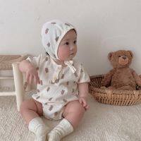 COD DSFERTEREERRE Summer New Style Baby Jumpsuit ins Cute Waffle Printed Romper Suit Outing Hug Clothes Bear Climbing Floral