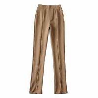 Stacked Sweatpants French Chic Style Winter 2021 High Elastic Pants Thicken Pants Slim Split Elegant Flare Pants