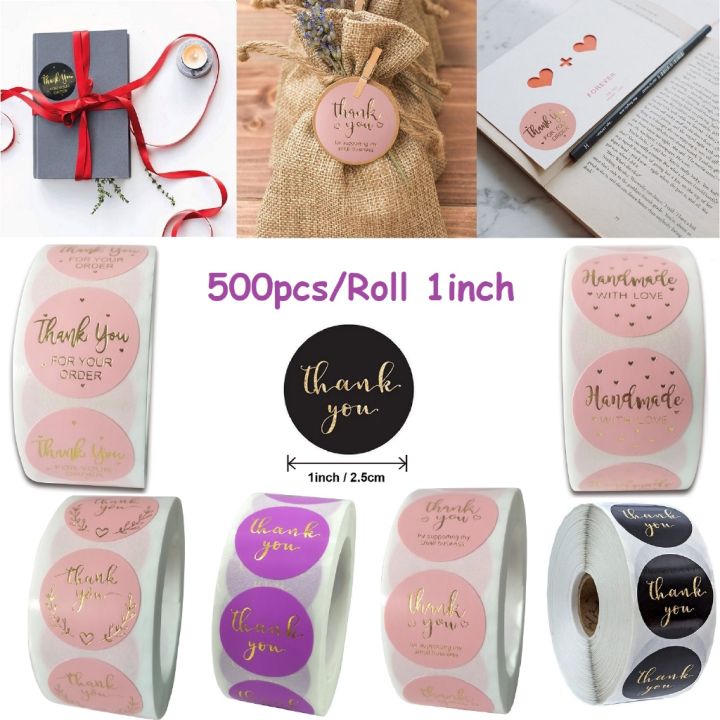 500pcsroll-1inch2-5cm-hot-stamping-round-stickers-thank-you-for-your-order-sticker-packing-seal-labels