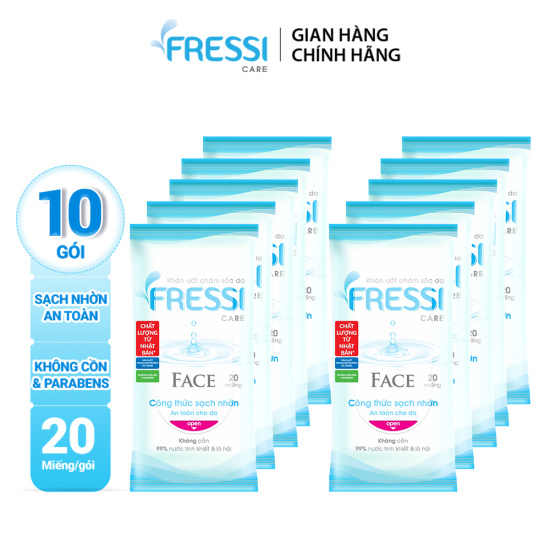 Combo 10 khăn ướt fressi face 20 miếng - ảnh sản phẩm 1