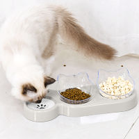 Cat Bowl Automatic Feeder 3-in-1 Dog Cat Food Bowl With Water Fountain Double Bowl Drinking Raised Stand Dish Bowls