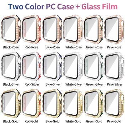 18 Colors Women Diamond PC Case for Apple Watch 40mm 44mm 38mm 42mm Cover for Iwatch Series 6 SE 5 4 3 Screen Protector Bumper