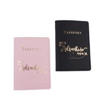 Leather Passport Cover Embroidery Letter Passport Credit Card Cover Case Travel Passport  Cover Bag Wallet for Card Documents Card Holders