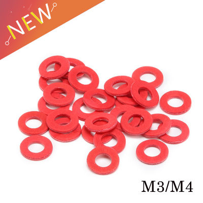 200Pcs M3 M4 Steel Pad Insulation Washers Red Steel Paper Meson Gasket Spacer Insulating Spacers Nails  Screws Fasteners