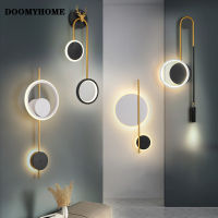 DOOMYHOME ไฟผนัง LED ที่ทันสมัยสไตล์นอร์ดิกสว่างห้องห้องนอนข้างเตียงใหม่ห้องนั่งเล่นห้องทำงานทางเดินห้องโถงโคมไฟในร่มบ้าน