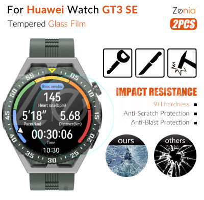 Zenia 2ชิ้นฟิล์มกันรอยแบบเต็มหน้าจอนาฬิกาฟิล์มสำหรับหัวเว่ย Huawei Watch GT3 SE GT 3 SE HD 9ชั่วโมงแก้วป้องกันนิรภัย2.5D กันระเบิดอุปกรณ์เปลี่ยนฟิล์มป้องกันรอยขีดข่วน