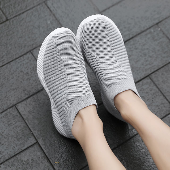 cdfhwun-รองเท้าผ้าใบสำหรับสตรีขนาดพิเศษถักลำลองรองเท้าคุณแม่ถุงเท้าผู้หญิงรองเท้าผู้สูงอายุ