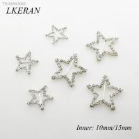 ■♟☜ Fashion Pentagram buckles 10Piece 2 sizes(Inner 10mm/15mm)Crystal Rhinestone Buckle Wedding Invitation Ribbon Slider Accessories