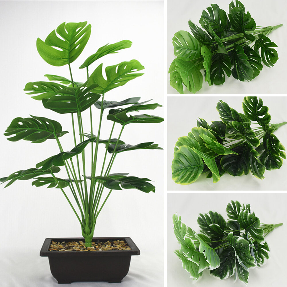 1 Cawangan 18 Daun Turted Daun Tumbuhan Pasu Tumbuhan Buatan Rumah Hiasan