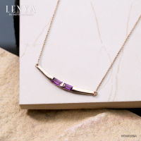 Lenya Jewelry  สร้อยคอเงินแท้ชุบพิงค์โกล์ด 18K ประดับอเมทีสต์ (Amethyst) ทรงบาเกต โฉบเฉี่ยวด้วยดีไซน์ที่ไม่มีใครเหมือน