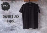 เสื้อยืดสี Double Black  (สีดำ) - V-Neck (คอวี)