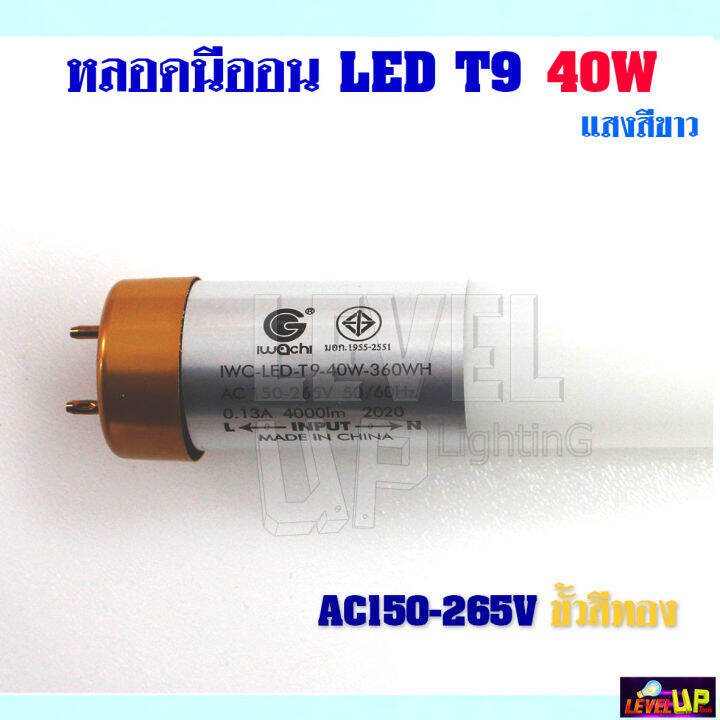 แพ็ค-1-หลอด-หลอดไฟนีออน-led-t9-หลอดไฟ-led-หนอดไฟบ้าน-หลอดประหยัดไฟ-led-t9-40w-iwachi-ขั้วสีทอง-หลอด-led-ยาว-หลอดไฟยาว-แสงสีขาว-daylight