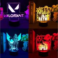 โคมไฟกลางคืน LED รูปเกม Valorant Viper Reyna Killjoy ชาร์จ USB สําหรับตกแต่งบ้าน